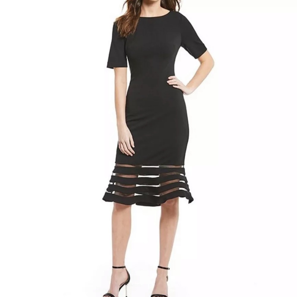 Belle Badgley Mischka Black Mesh Inset dress 6